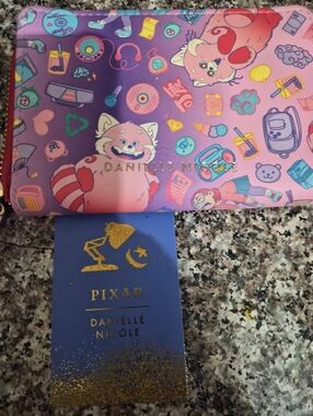 Danielle Nicole Pink and Purple Pixar Furball Zip Wallet with Gold Logo